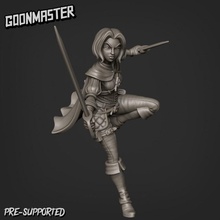 human rogue 1 store female girl medieval woman tabletop dnd pathfinder swordsman swashbuckler fencer 3d print model - Mito3D