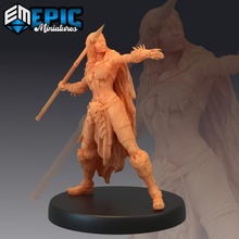 amazon spear warrior female barbarian forest wildling encounter fantasy human medieval rpg warhammer woman enemy tabletop dungeon dnd pathfinder npc tribe 3d print model - Mito3D