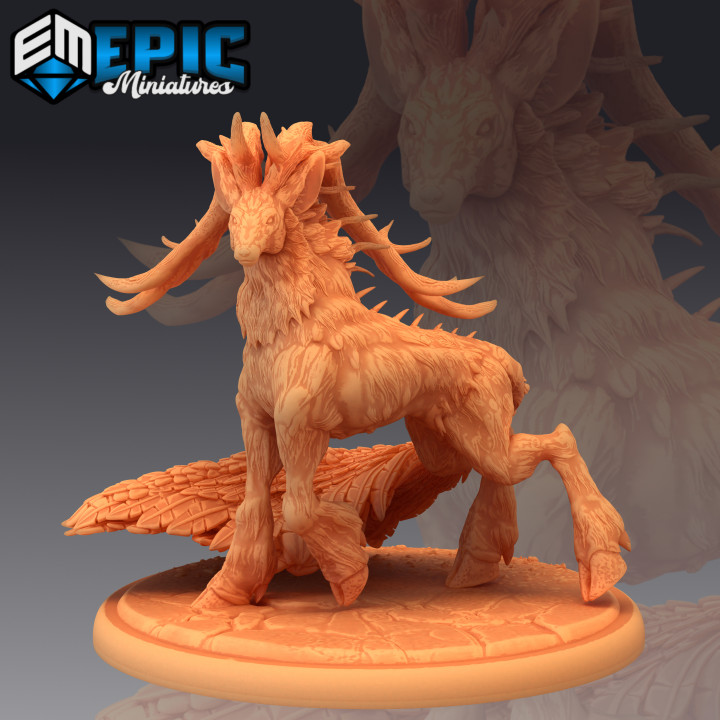 ciervo Rey caminando mítico bosque animal legendario fantasía medieval monstruo rpg martillo guerra salvaje enemigo mesa calabozo dnd 3D print model - Mito3D