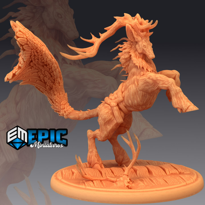 ciervo Rey montar mítico bosque animal legendario fantasía medieval monstruo rpg martillo guerra salvaje enemigo mesa calabozo dnd 3D print model - Mito3D