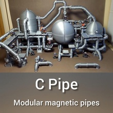 pipe - modular magnetic pipes toys & games building magnet terrain toy industry 3d print model - Mito3D