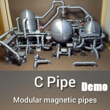 pipe demo - modular magnetic pipes building magnet terrain toy industry 3d print model - Mito3D