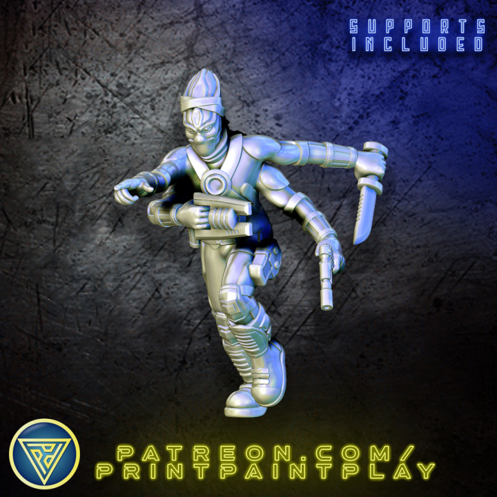 4 armed extraterrestre explorar juguetes juegos juego rol rpg miniatura ciencia ficción 32mm buscador estrellas Kasatha 3D print model - Mito3D