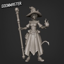 infernal wizard 1 demon female master wargaming witch staff mage fireball dnd tiefling pathfinder goon 3d print model - Mito3D