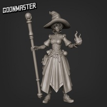 human wizard 1 female human wargaming wizard miniature witch staff mage tabletop fireball dnd pathfinder sorcerer 3d print model - Mito3D