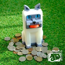 kedi madeni para banka oyuncak domuzcuk 3d print model - Mito3D