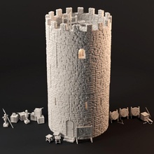 evanian guard tower - modular terrain openlock compatible toys & games battlefield building stone weapons castle dungeon d&d scenery 32mm dungeons&dragons details crates ttrpg barracks presupported beds 3d print model - Mito3D