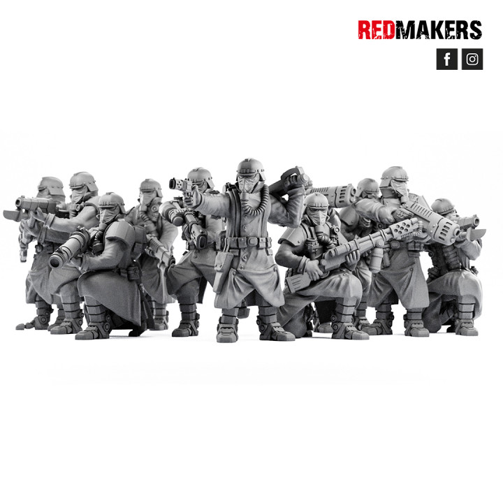 death squad imperial force bionic legs toys & games 40k army board guard red soldier miniature military tabletop 28mm makers wh40k skifi 40000 krieg korps dkok 3D print model - Mito3D
