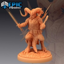 satyr armored fighting pan warrior sword forest guardian axe toys & games fantasy medieval monster rpg warhammer enemy tabletop dungeon dnd npc pathfindedr 3d print model - Mito3D