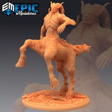 centauroid satyr attacking fey centaur forest guardian deer monster toys & games classic fantasy medieval rpg warhammer enemy tabletop dungeon dnd pathfinder npc 3d print model - Mito3D