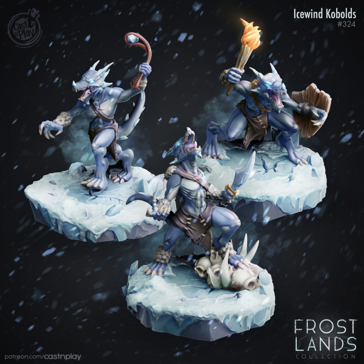 icewind kobolds pre-supported toys & games fantasy ice polar arctic frost lands castnplay kobolds icewind 3D print model - Mito3D
