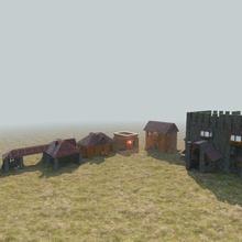 medieval Vila miniatura tampo mesa construtor cidade 3d print model - Mito3D
