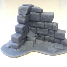 ruined corner wall terrain tabletop d&d ruin scatter 3d print model - Mito3D