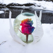 Regenbogen Rose Globus Blume Winter Schnee Valentinstag Eiskönigin 3d print model - Mito3D