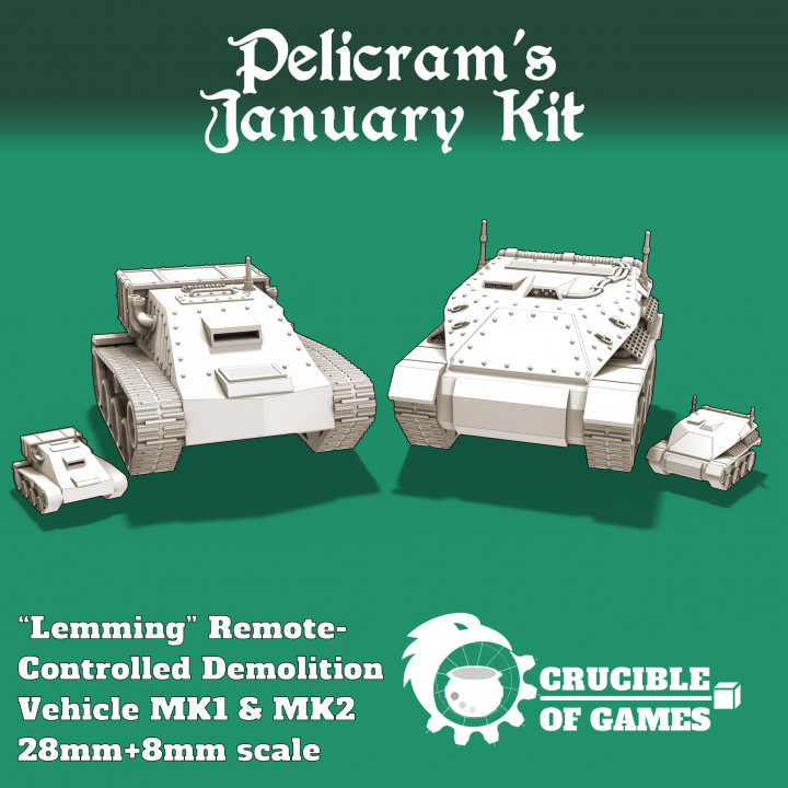 lemming demolition vehicle mk1&mk2 toys & games 40k figurine guard sci-fi tank warhammer imperial cyberpunk wargame cyclops 28mm 6mm astra battletech militarum 8mm 40000 pre-supported 3D print model - Mito3D