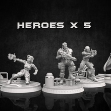 dieselpunk héros 5 collection jouets Jeux femelle sci soldat tireur d'élite ingénieur espion 3d print model - Mito3D