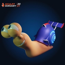 sj2021 11 living vehicle cartoon snail sculpt turbo dreamworks january 3d print model - Mito3D
