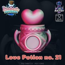 love potion no 21 - prismatic potions tabletop holder accessory bottle cap container dice dragons dungeons prop screw flask boardgame organizer dicetower dnd dicebox diceholder dicetray arsmoriendi3d 3d print model - Mito3D