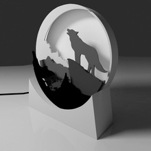 howling wolf light box & garden decoration dog forest kids led nature simple sky moon nightlight room night mountain werewolf howl canine 3d print model - Mito3D