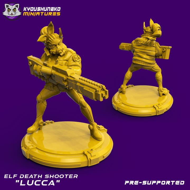 elfo Morte tiratore lucca giocattoli Giochi carina ragazza carattere pittura cannone laser cyberpunk Shadowrun 3D print model - Mito3D