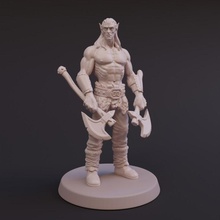 dnd elf barbarian - tabletop miniature toys & games axe dragons dungeons fantasy player warrior character 28mm gb fynn groe-bley 3d print model - Mito3D