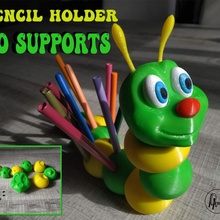 worm pencil holder & garden kids toy multipart multicolor 3d print model - Mito3D