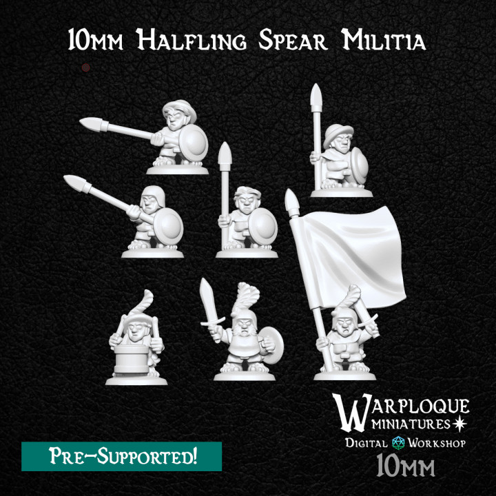 10mm halfling spear militia toys & games fantasy war warhammer miniature kings wargame 15mm warmaster halflings arcworlde warploque 3D print model - Mito3D