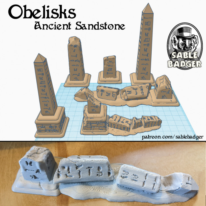 ancient sandstone - obelisks toys & games desert egypt egyptian terrain d&d 3D print model - Mito3D