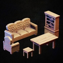 vivant chambre meubles jouets Jeux chaise environnement table salon miniature canapé fauteuil garde robe 3d print model - Mito3D