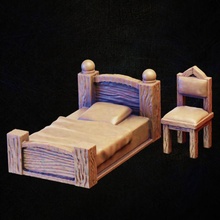 Schlafzimmer Möbel Spielzeuge Spiele Stuhl Umgebung Miniatur Bett Tischplatte 3d print model - Mito3D