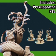 medusa elite longbow pose 1 toys & games stl archer arrow creature fantasy female girl monster woman snake bow armoured presupported 3d print model - Mito3D