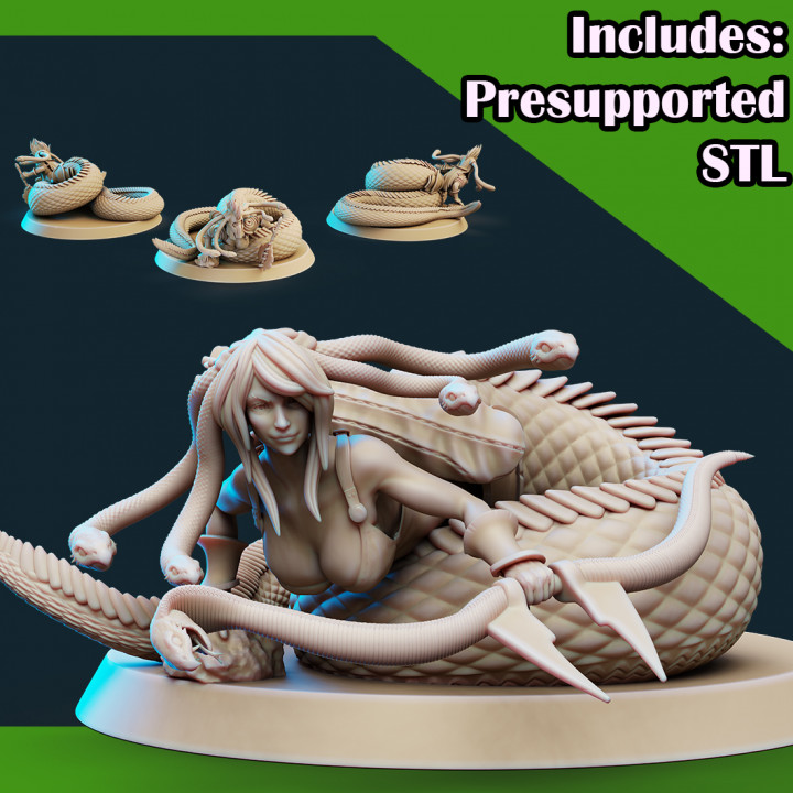 medusa elite arco posa 3 giocattoli Giochi stl arciere freccia creatura fantasia femmina ragazza mostro donna serpente blindato presupposto 3D print model - Mito3D