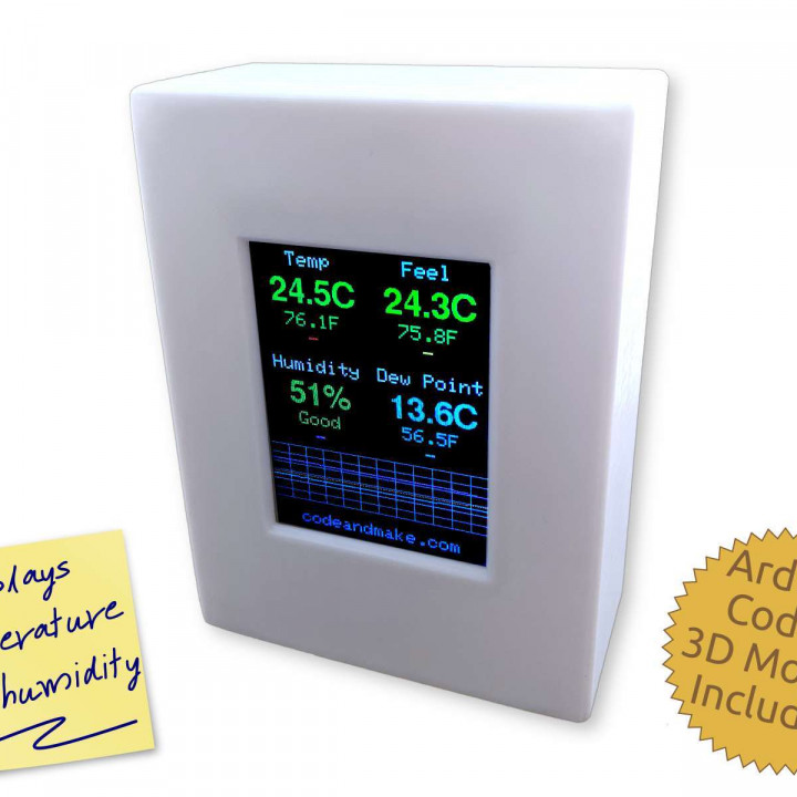 arduino termómetro monitor sensor tft humedad temperatura dht22 dht11 3D print model - Mito3D