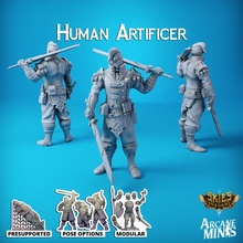 human artificer - guilds toys & games dragons hero mini modular pirate rpg support sword weapon crystal rifle dungeon d&d 28mm dnd 35mm 32mm shard options 5e eberron crew presupported pre-supported sordane supported skies 3d print model - Mito3D