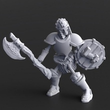 skeleton - axe & shield pre-supported toys games armor undead 32mm 3d print model - Mito3D