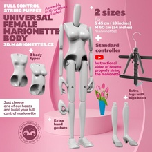 fêmea marionete universal controle corpo 16 brinquedos jogos menina mulher fantoche corda animar 3d print model - Mito3D