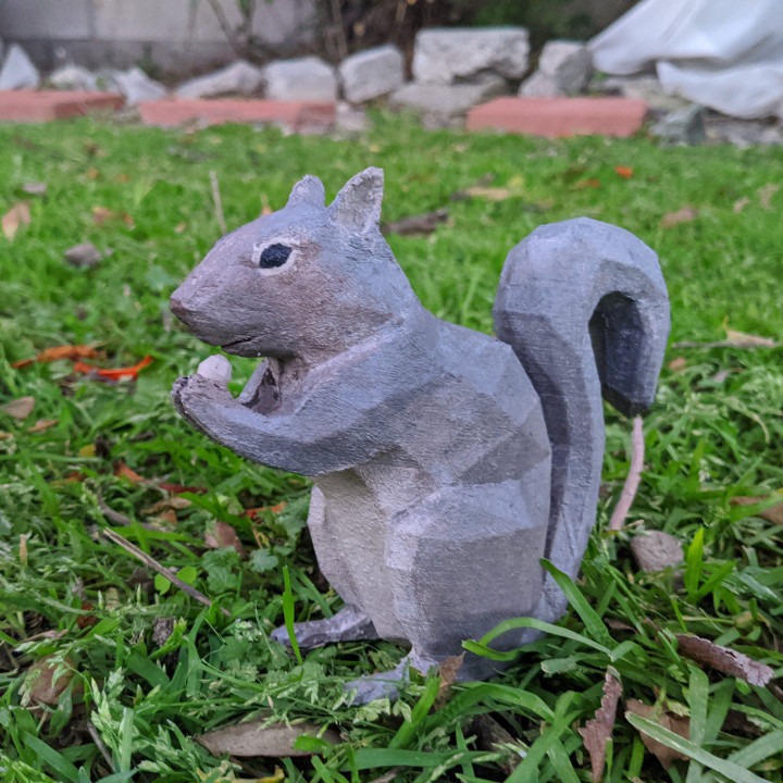 poly squirrel animal  poly squirrel faceted 3D print model - Mito3D