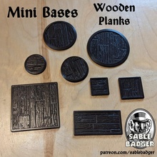 mini bases - wooden planks square sizes toys & games wood d&d tavern minibases 3d print model - Mito3D