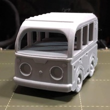 cartone animato retrò kombi furgone print in place 3d print model - Mito3D