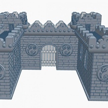 castle entrance walls towers game table warhammer wall d&d 3d print model - Mito3D