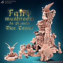 fairy mushroom dice tower bundle toys & games butterfly creature dragon fantasy lantern rpg tower warhammer miniature fountain boardgame mushroom tabletop decor wargame dungeon fairy dicetower dnd pathfinder 3d print model - Mito3D