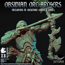 obsidian orc warband - archers x8 presupported toys & games army black ork wargaming warhammer rings lord evil enemy lordoftherings sauron ranged dnd uruk urukhai 3d print model - Mito3D