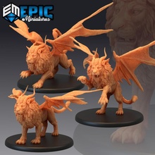 manticore set mythical desert creature winged lion scorpion hybrid collection toys & games classic fantasy medieval monster rpg warhammer enemy tabletop dungeon dnd pathfinder 3d print model - Mito3D