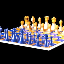 modern chess toys & games printable bishop board game king knight pawn queen square strategy tower horse circle checkers chessboard netflix checkmate horses pawns presupported tattic spheric 3d print model - Mito3D