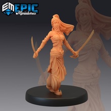 oriental princess sword dance desert beauty belly dancer toys & games fantasy medieval rpg warhammer enemy tabletop dungeon jasmine dnd pathfinder arabian persian npc 3d print model - Mito3D