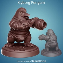 Cyborg Pinguin Spielzeuge Spiele Mini Tischplatte 25mm 3d print model - Mito3D