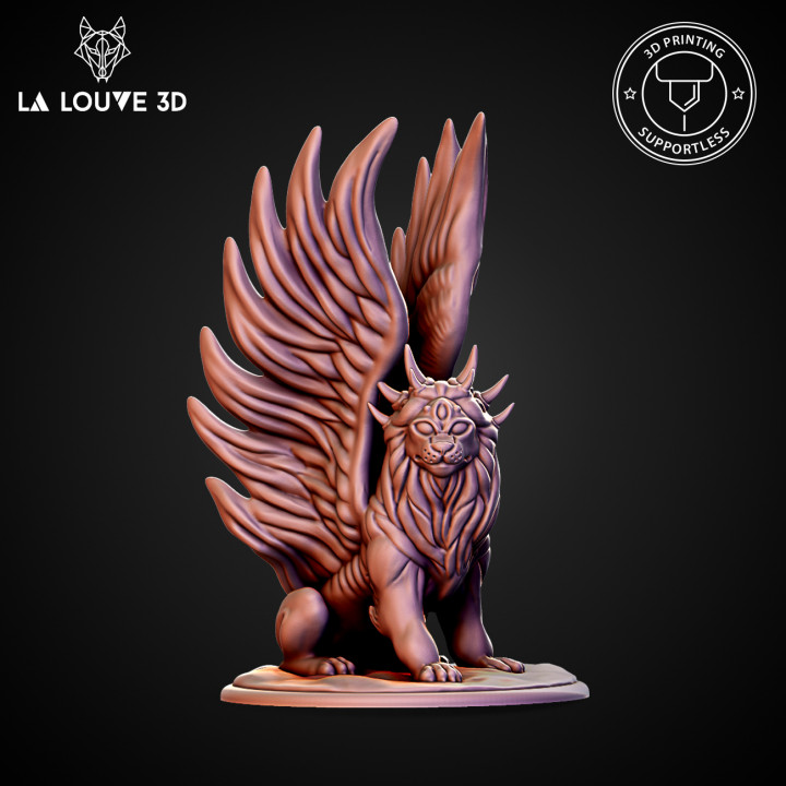 sphinx toys & games creature lion monster rpg wings miniature minis dnd 32mm gynosphinx 3D print model - Mito3D