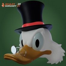 Tier Geschäftsmann Karikatur Ente Glücklich Disney Penny Donald scrooge picou Onkel Rapetou 3d print model - Mito3D