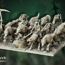 direwolves unit - highlands miniatures toys & games army dog fantasy skeleton undead vampire war wolf zombie dead age cavalry direwolf skeletal wolves 9th reforged werewolves 3d print model - Mito3D
