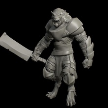 hombre lobo 02 juguetes juegos armadura criatura monstruo espada dnd cuchilla carnicero 3d print model - Mito3D